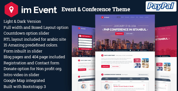 Discover Featured Wordpress template in 2019: imEvent - Conference Meetup WordPress Theme 15 01 im event preview. large preview |