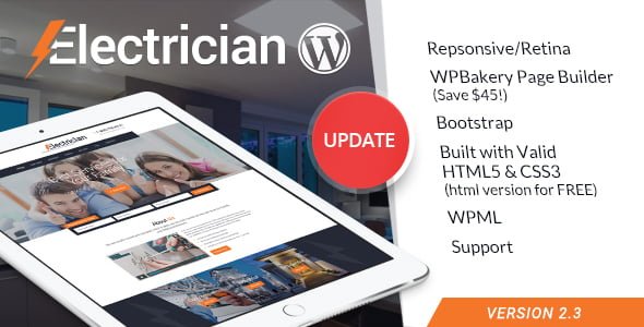 Discover Featured Wordpress template in 2019: Electrician - Electricity Services WordPress Theme 1 590 electrician. large preview |