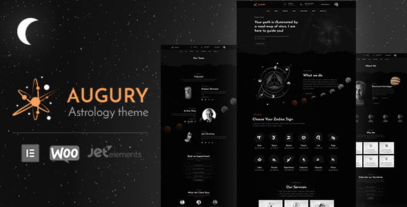 Discover Featured Wordpress template: Augury | Horoscope and Astrology WordPress Theme 1 augury preview image new. large preview |