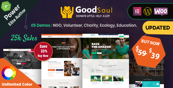 Discover Featured Wordpress template: GoodSoul - Charity & Fundraising WordPress Theme 1 goodsoul preview1 large preview v 2 color 1 darkblue 39. large preview |