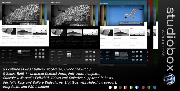 Updated Wordpress Theme: Studio Box | WordPress Theme 1 1 preview. large preview |