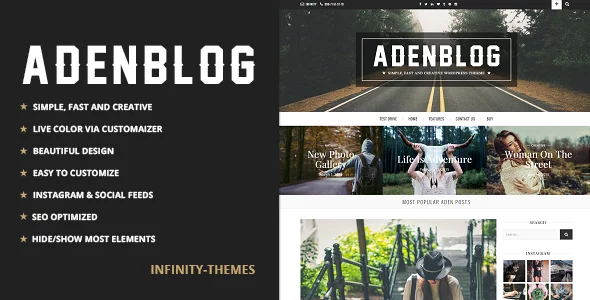 Top WordPress Theme & Website Template: Aden - A WordPress Blog Theme 13 Theme Preview. large preview |
