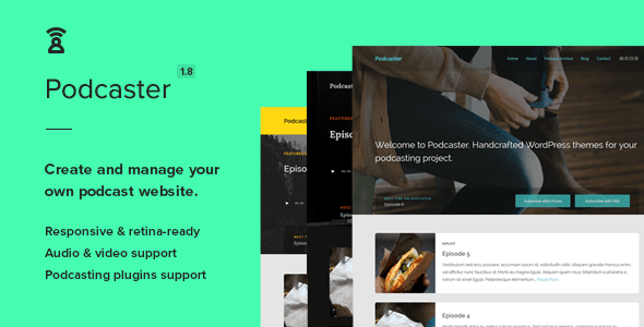 Best WordPress Template: Podcaster - Multimedia WordPress Theme 9 0001 podcaster banner. large preview |