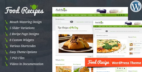 Updated Wordpress Theme: Food Recipes - WordPress Theme 11 screenshot 01. large preview |