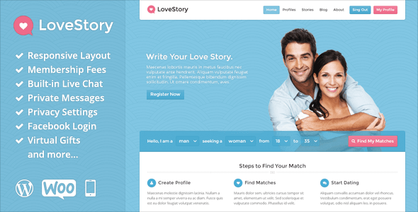 Updated Wordpress Theme: LoveStory - Dating WordPress Theme 17 preview. large preview |