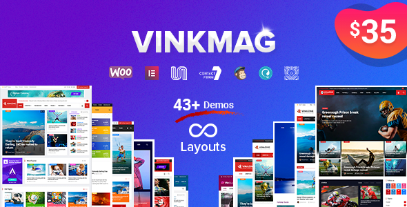 Best WordPress Template: Vinkmag - Multi-concept News Magazine WordPress Theme 27 00 preview. large preview |