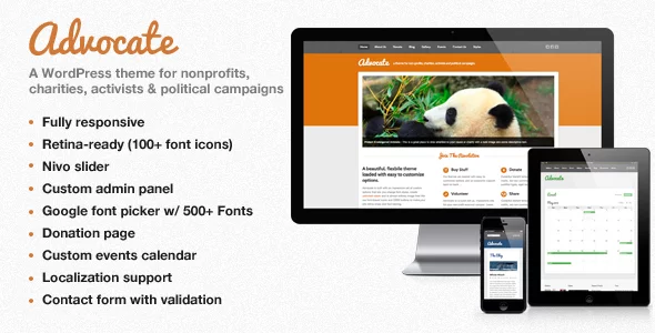 Discover Featured Wordpress template: Advocate - A Nonprofit WordPress Theme 11 01 Splash. large preview |