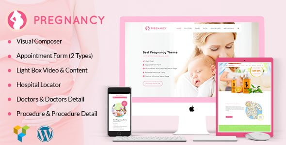 Discover Featured Wordpress template in 2019: Pregnancy Clinic WordPress Theme 5 preview pregnancy new. large preview |