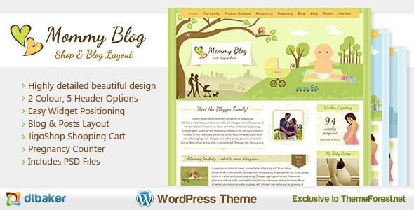 Top WordPress Theme & Website Template: Mommy Blog WordPress 19 1. large preview |